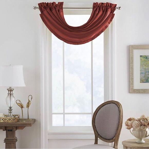 Elrene Home Fashions Versailles Faux Silk Waterfall Window Valances-3 total - Picture 1 of 5